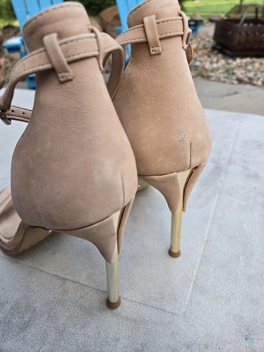 Gianni Bini Heels Blush Nude Ankle-Strap Stiletto Sandals Size 8.5